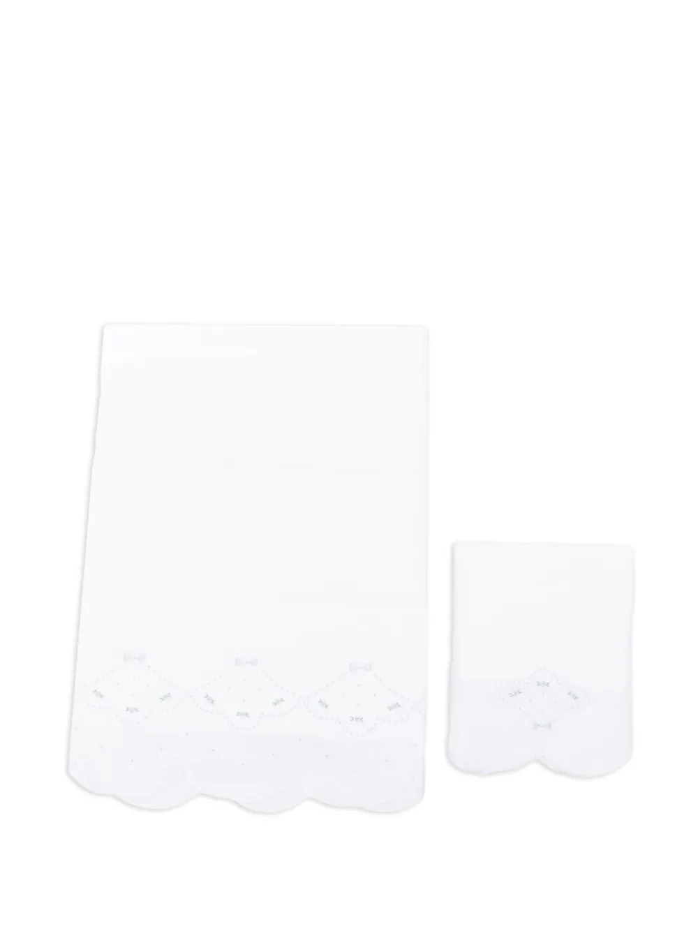 Mariella Ferrari Coperta ricamata con orlo a smerlo - Bianco