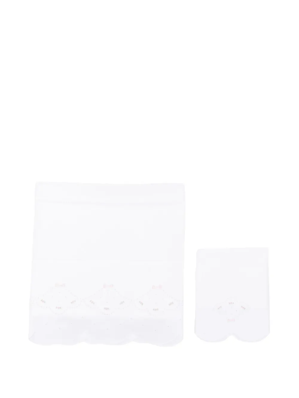 Mariella Ferrari scalloped embroidered blanket (set of two) - Bianco
