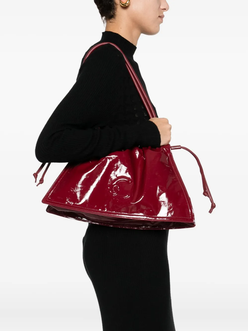 Coccinelle Leren shopper met logo-reliëf - Rood