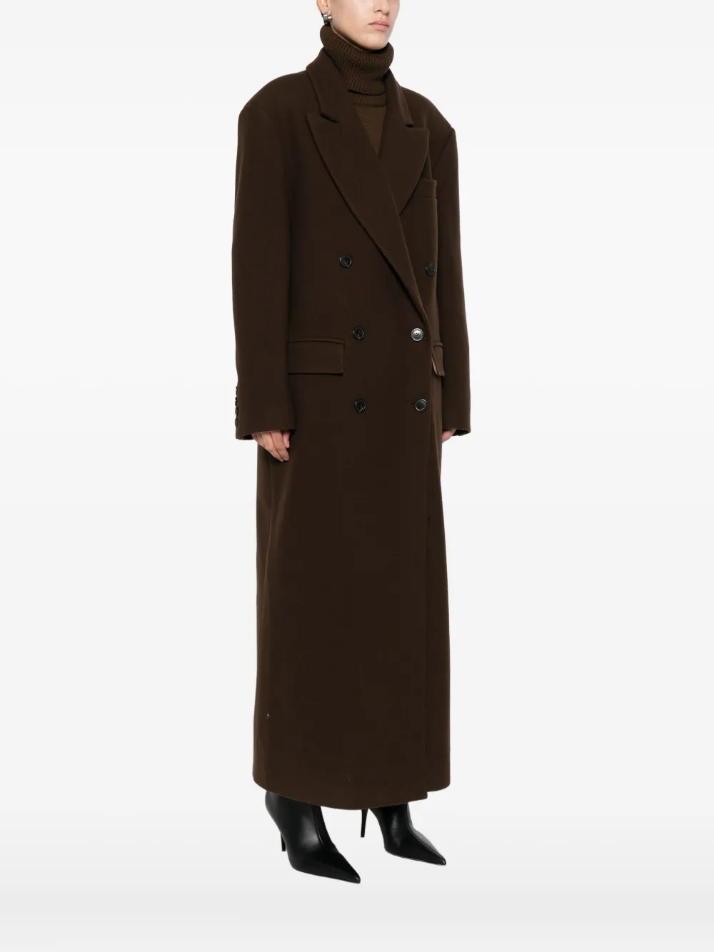 Le Sully Studio Double-breasted Coat In Brown