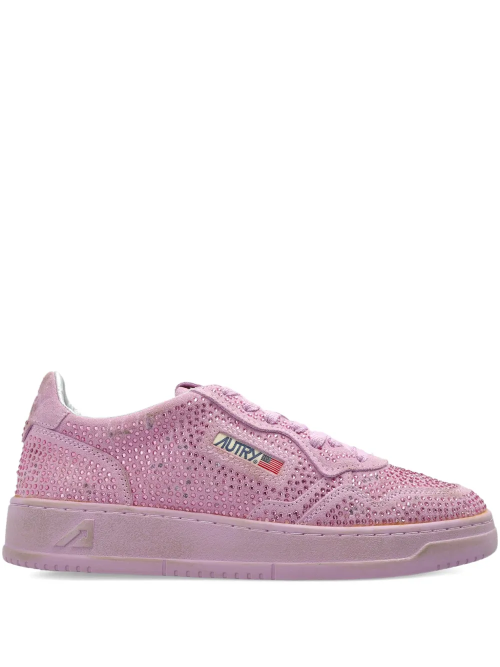 Autry Suede Crustal-embellished Sneakers In Purple