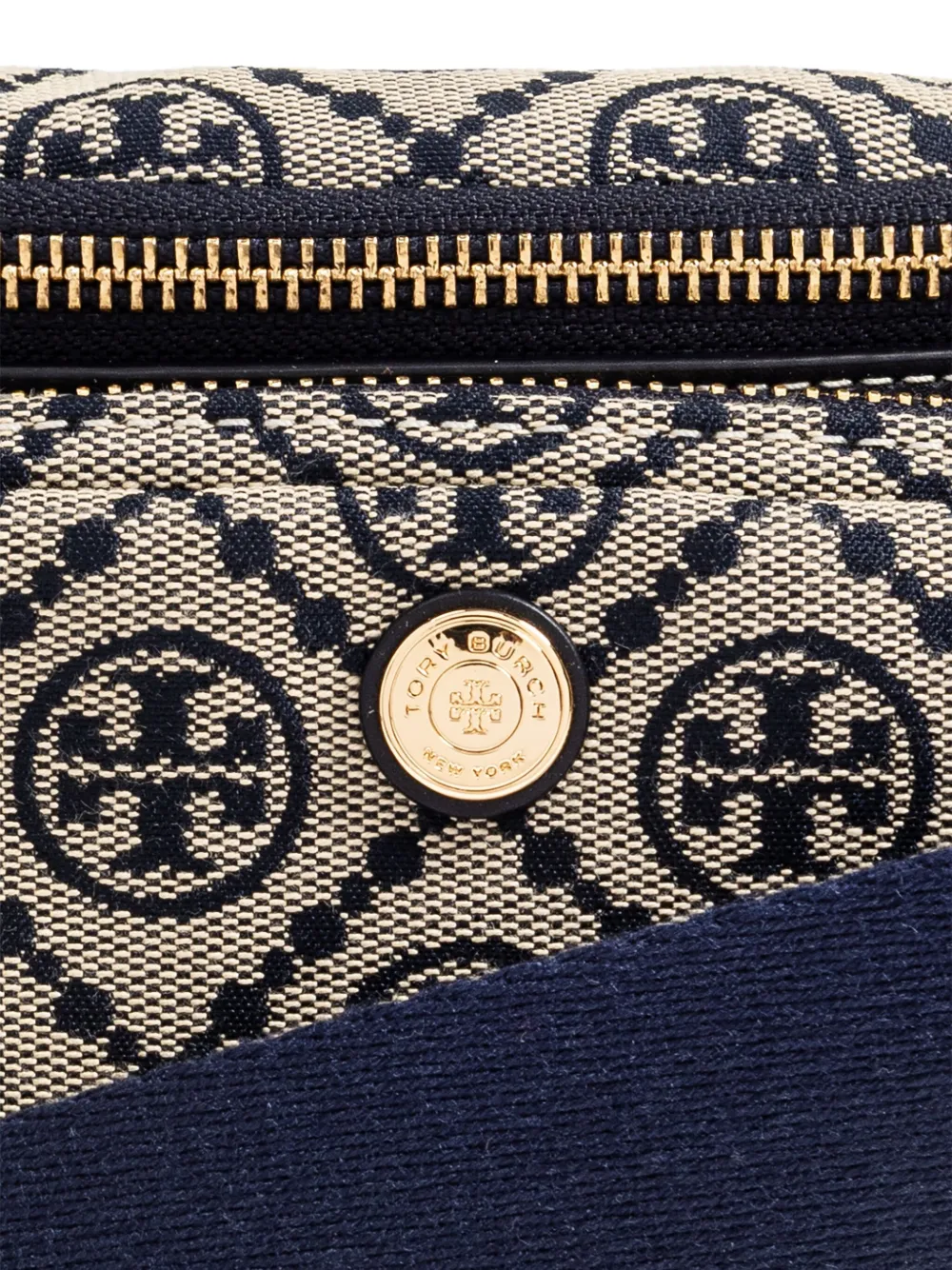 Tory Burch Logo-monogram Zipped Mini Bag In Blue