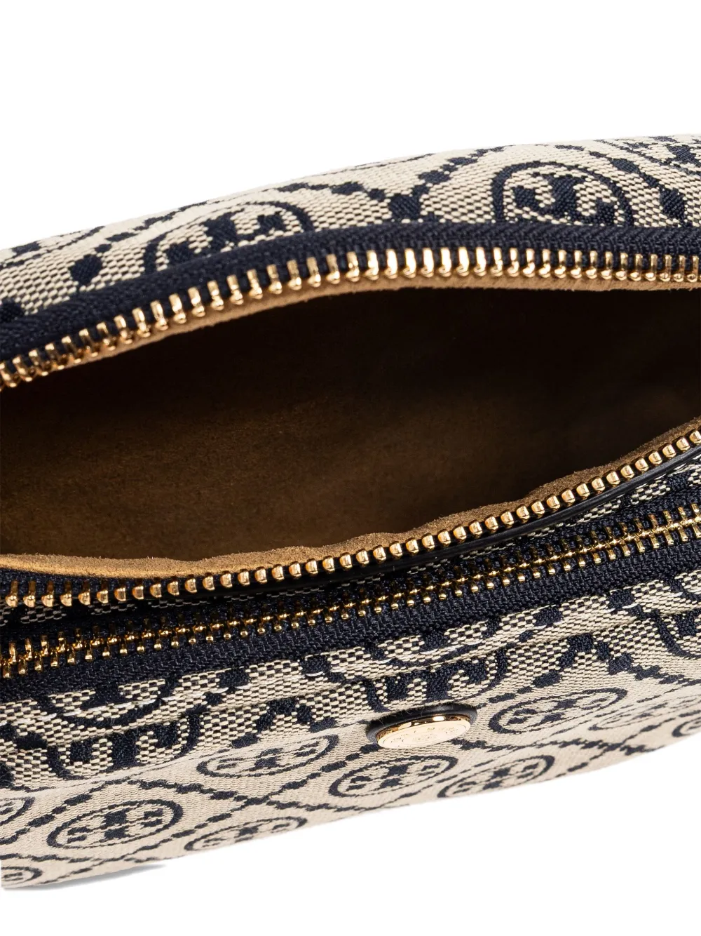 Tory Burch Logo-monogram Zipped Mini Bag In Blue