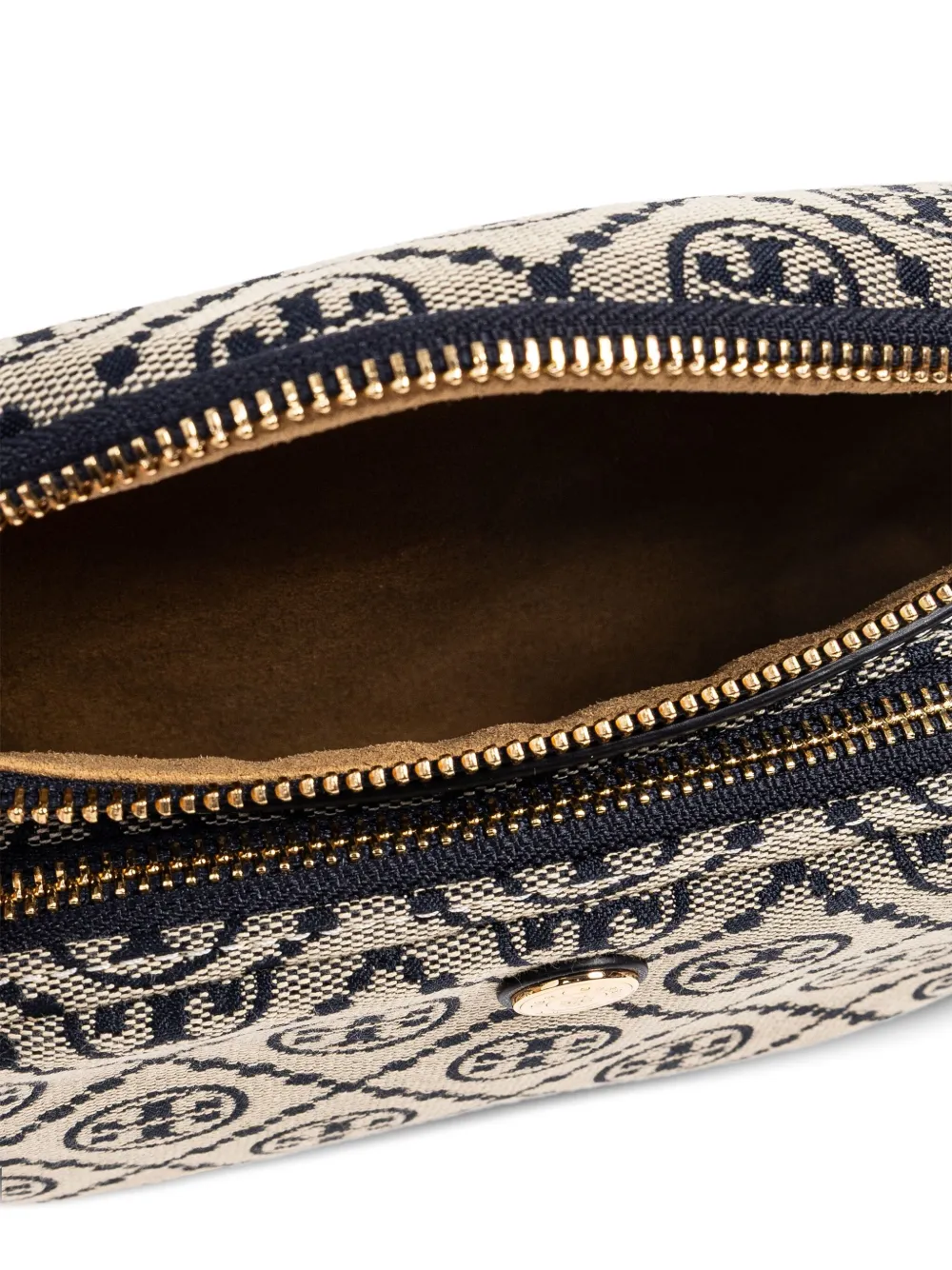 Tory Burch Mini-tas met logo-monogram en rits Beige