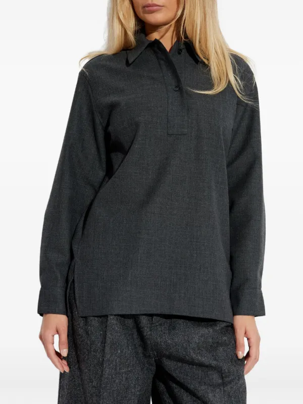 Studio Nicholson long-sleeve Polo Top | Grey | FARFETCH