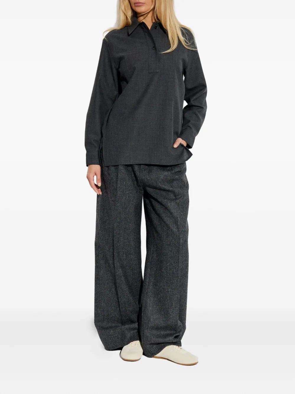 Studio Nicholson long-sleeve polo top - Grijs