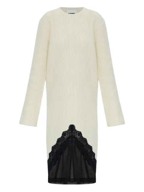 Jil Sander lace-panel midi dress