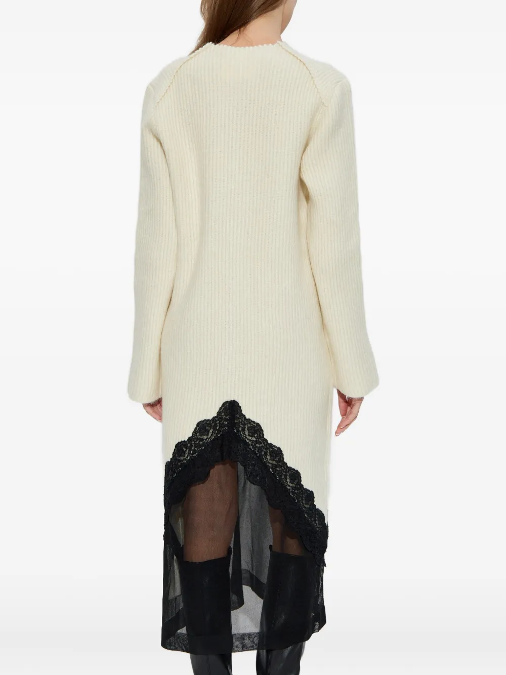 Jil Sander Lace-panel Midi Dress In Neutral