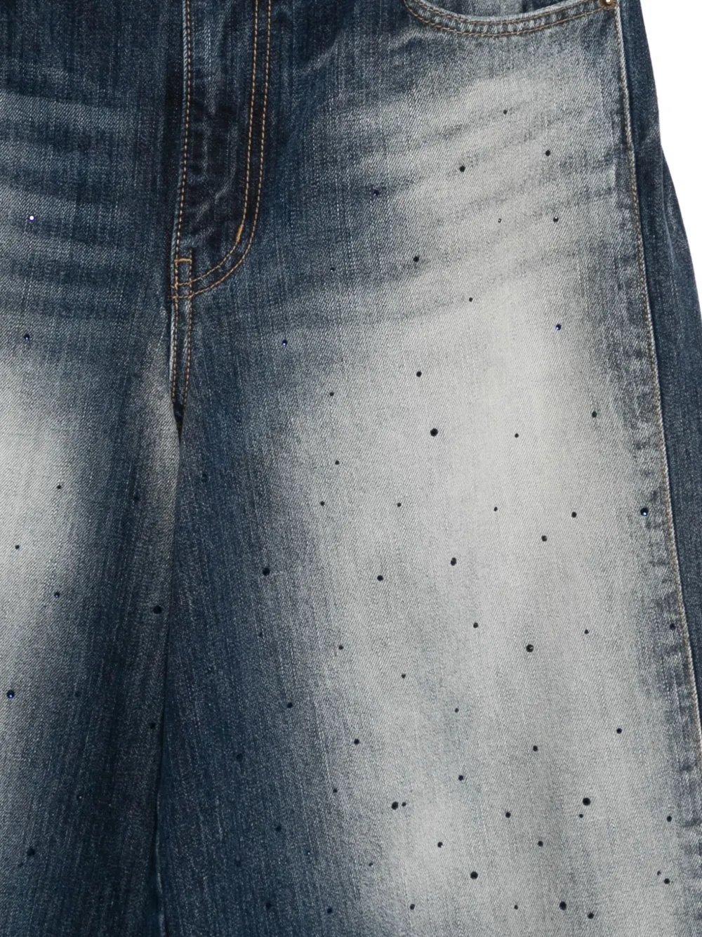 We11done Straight jeans met stras Blauw