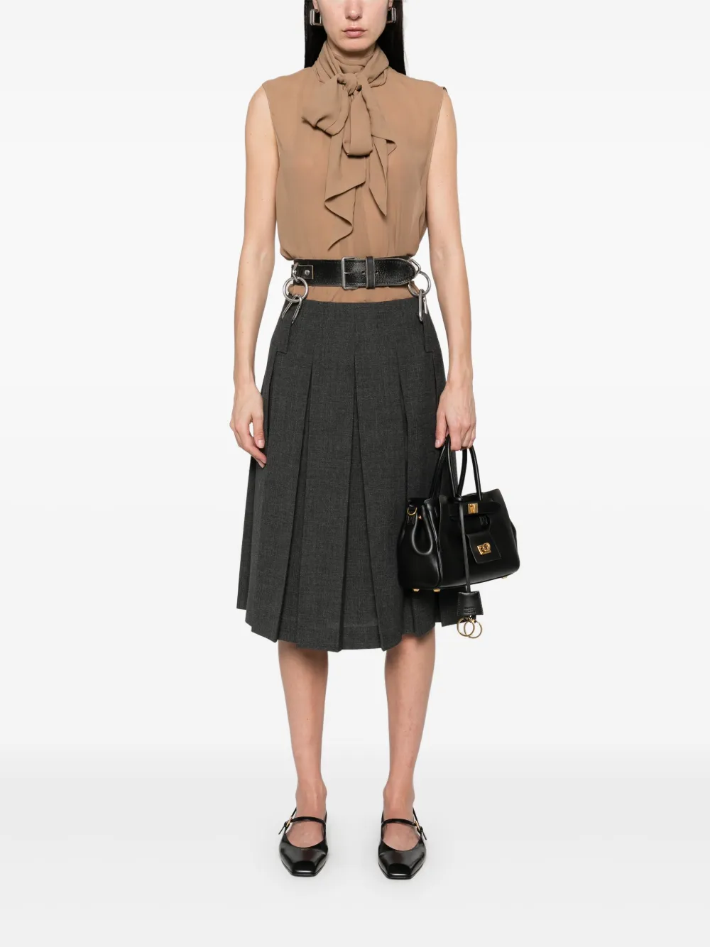 Prada GONNA A PIEGHE - ARDESIA - 42 - F0480