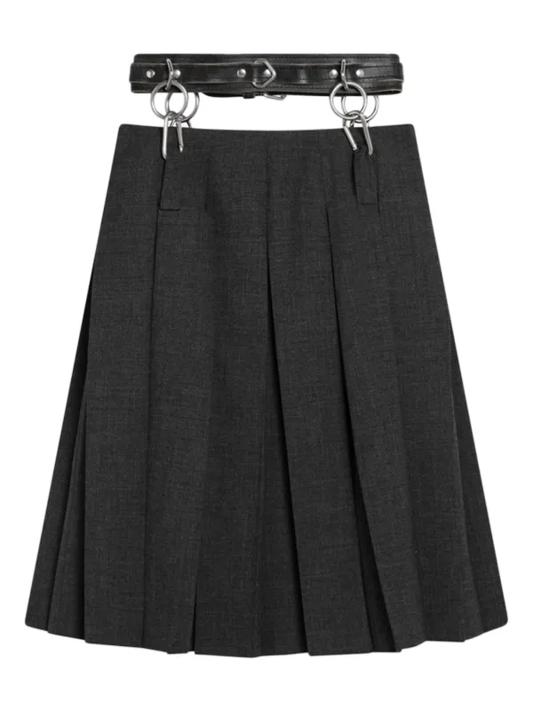【Misapi】Prada Wool Skirt Prada Black Wool-Blend Satefy Pin Mini Skirt | Harrods UK
