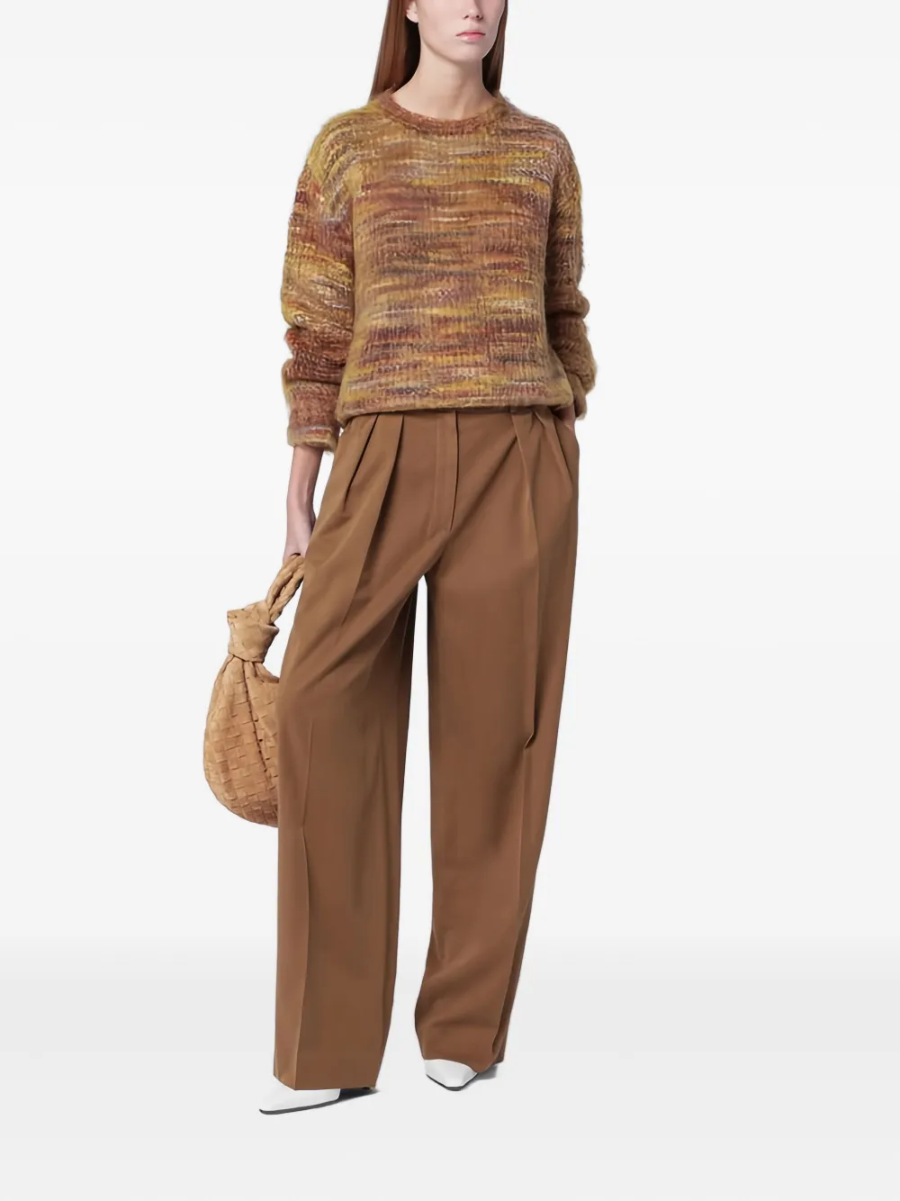 Roberto Collina Yarn Sweater With Long Sleeves And Round Neck In Brown