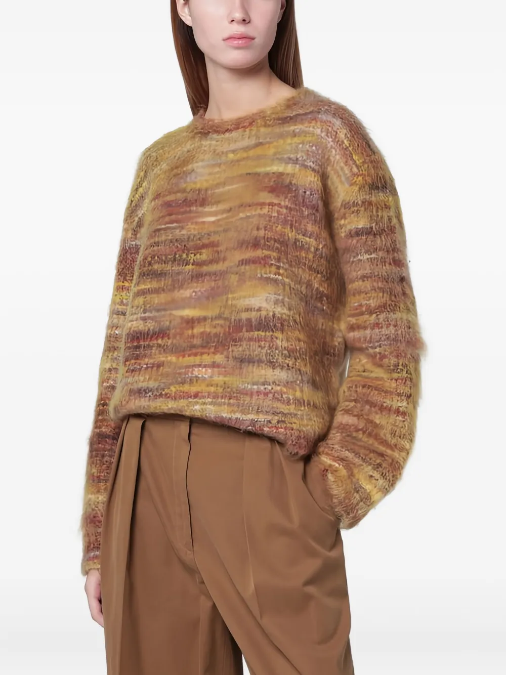 Roberto Collina Yarn Sweater With Long Sleeves And Round Neck In Brown