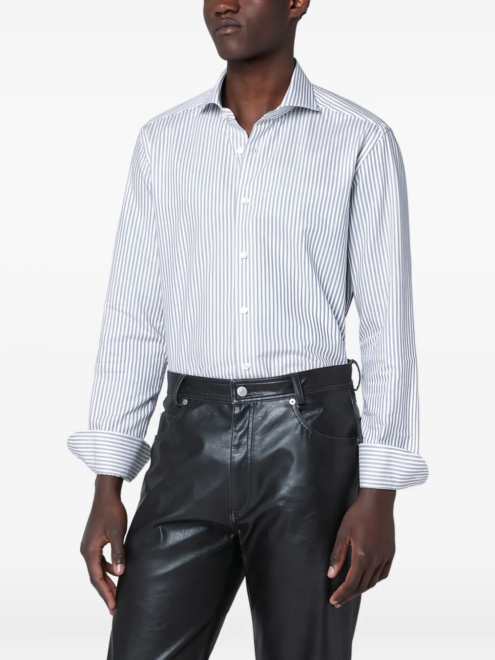 Xacus Striped Long-sleeve Shirt In White