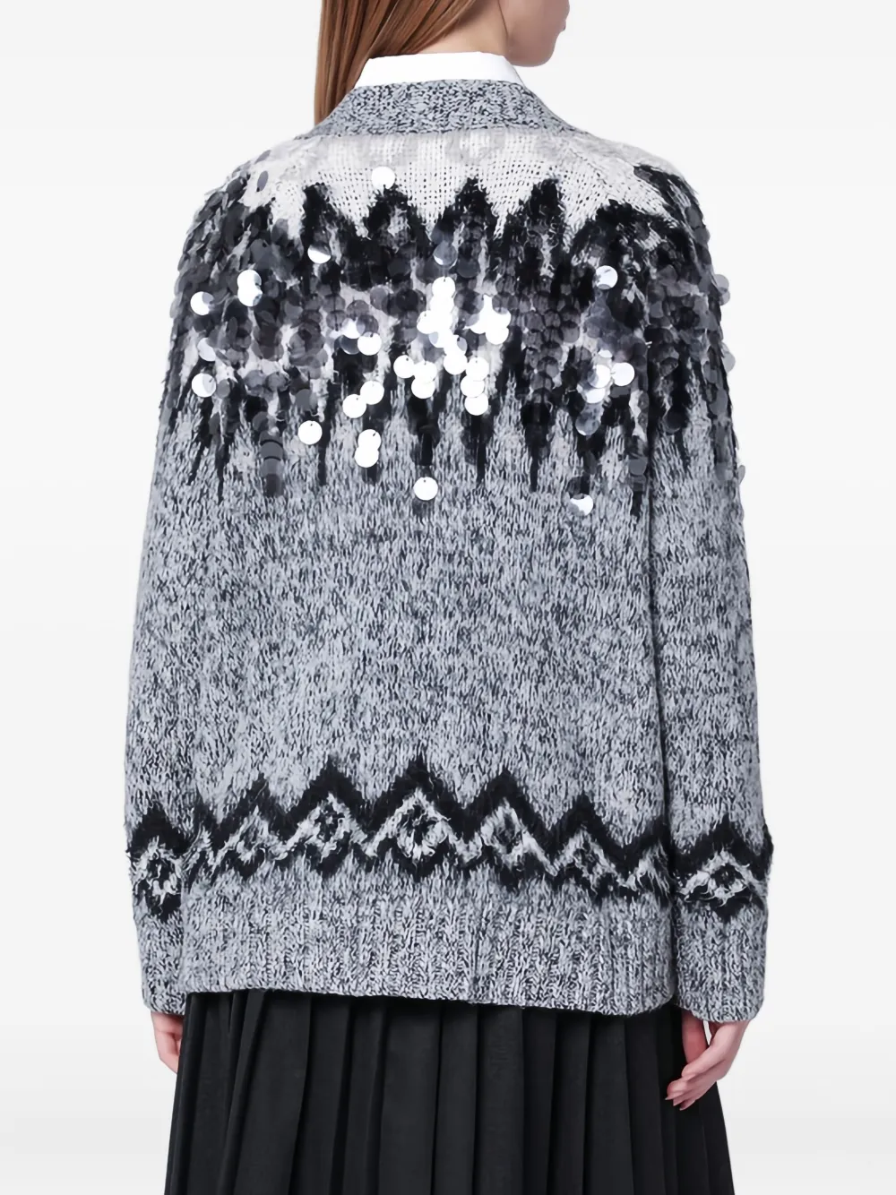 Roberto Collina Grey Wool-blend Cardigan With Sequins In Gray