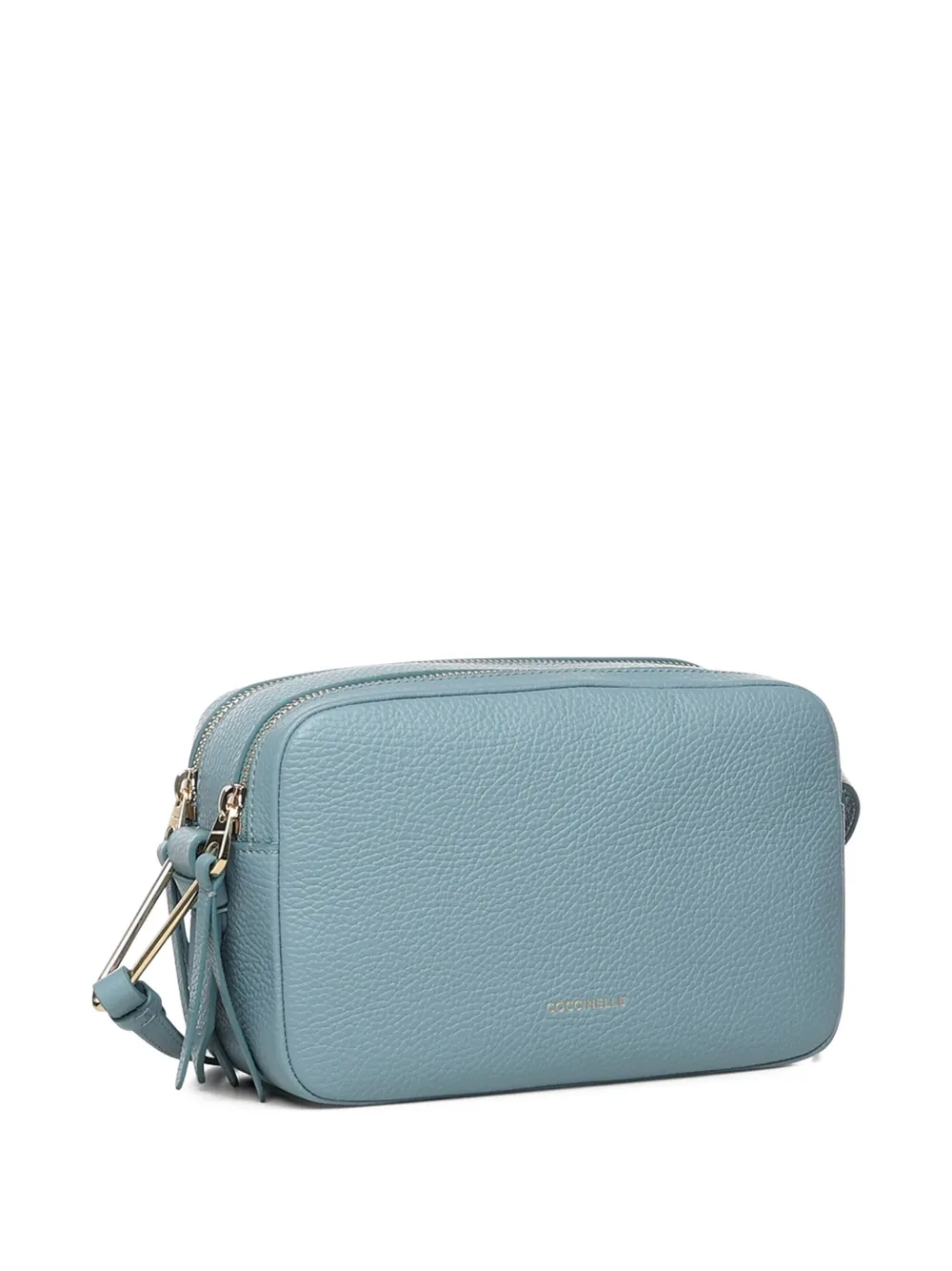 Coccinelle Zip Leather Shoulder Bag In Blue