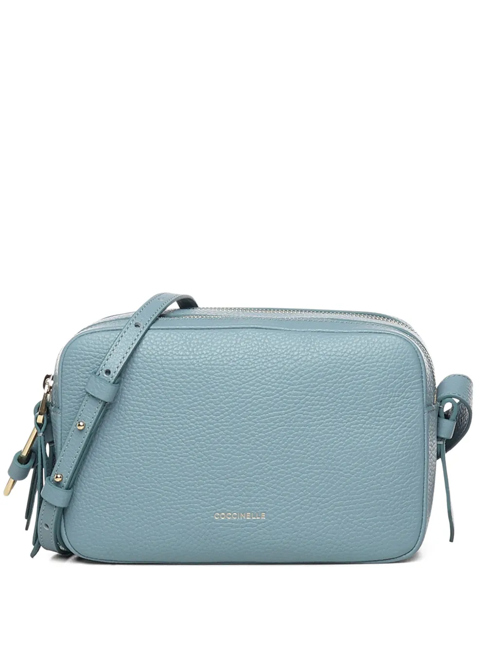 Coccinelle Zip Leather Shoulder Bag In Blue