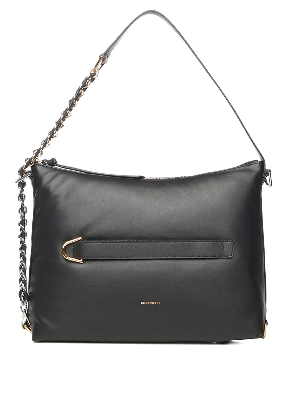 Coccinelle Metal Mesh Strap Leather Shoulder Bag In Black