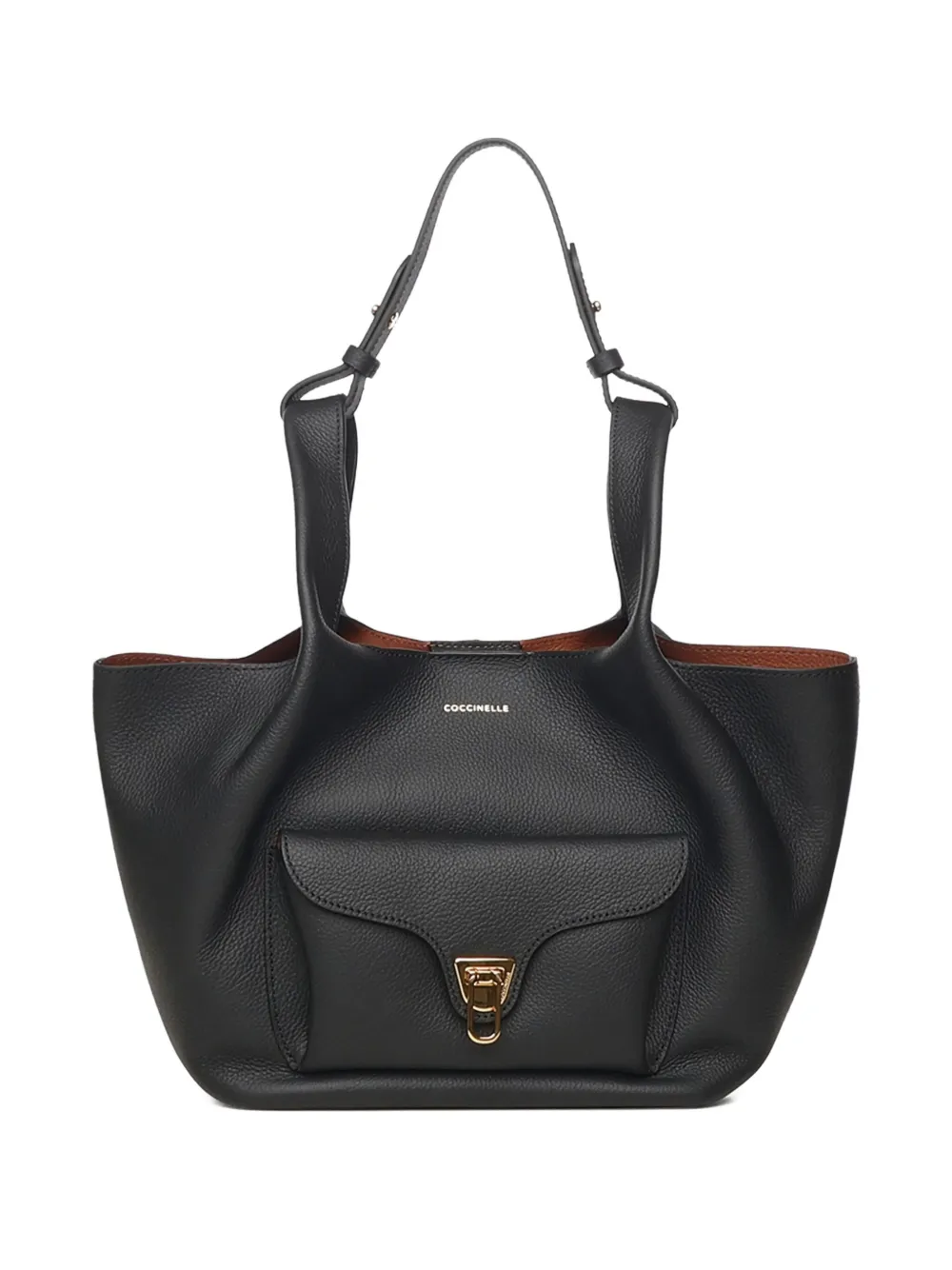 Coccinelle Beat Small Leather Shopping Bag In Black