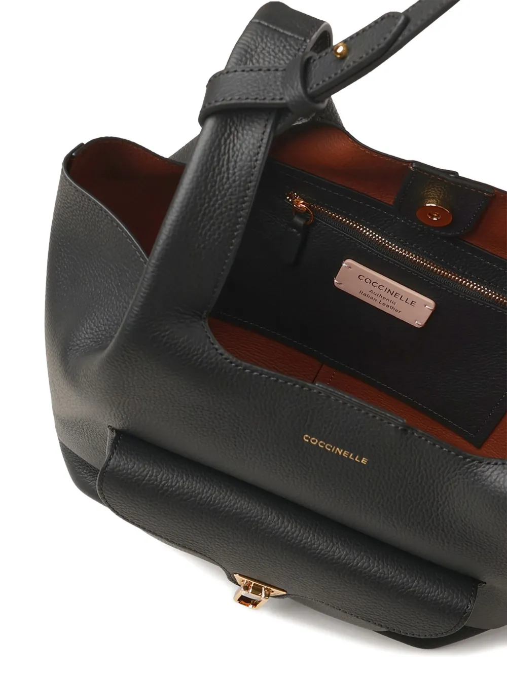 Coccinelle Beat Small Leather Shopping Bag In Black