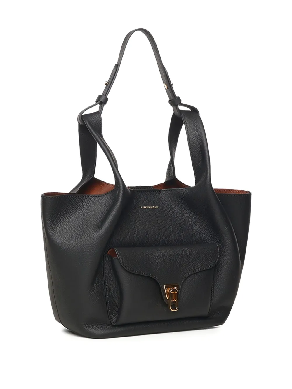 Coccinelle Beat Small Leather Shopping Bag In Black