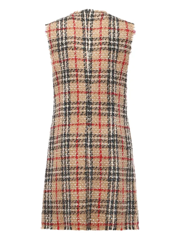 Burberry checked-pattern Frayed Mini Dress | Neutrals | FARFETCH SG