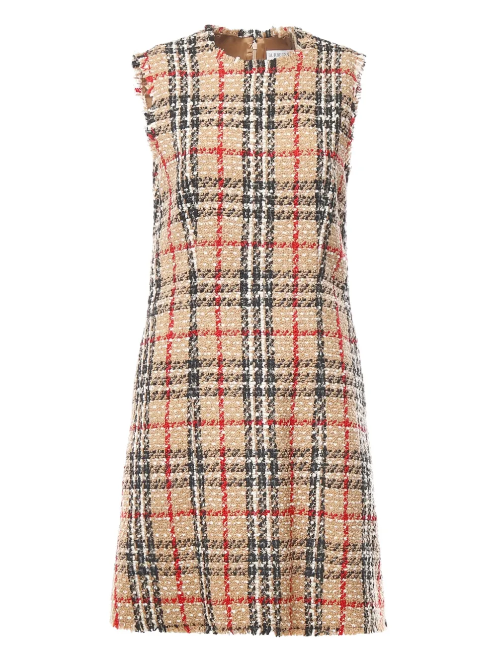 Burberry checked-pattern frayed midi dress | Neutrals | Image 1