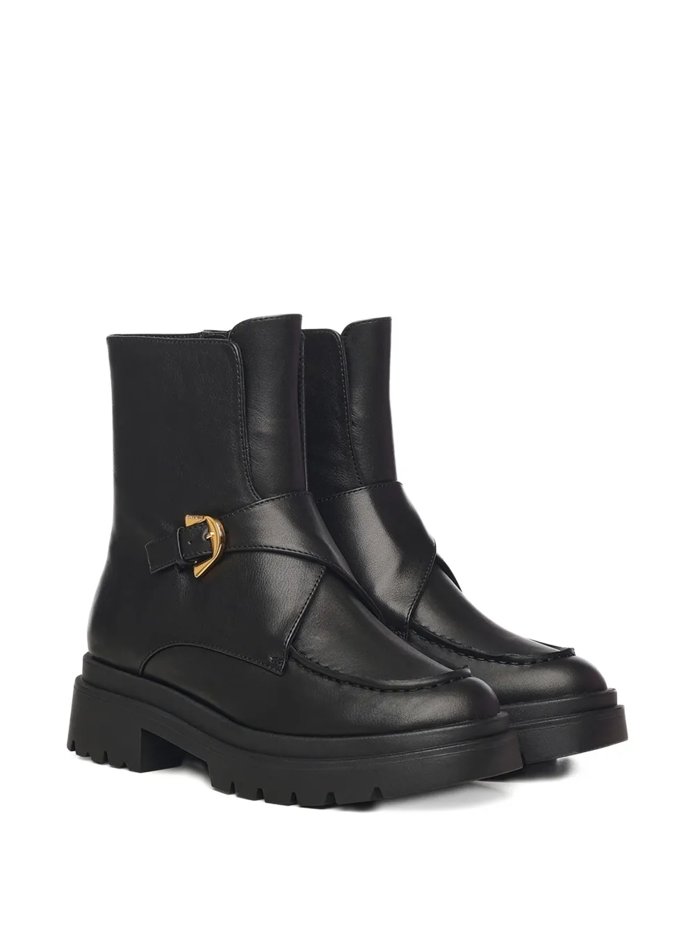 Coccinelle 35mm Buckle-strap Leather Boots In Black