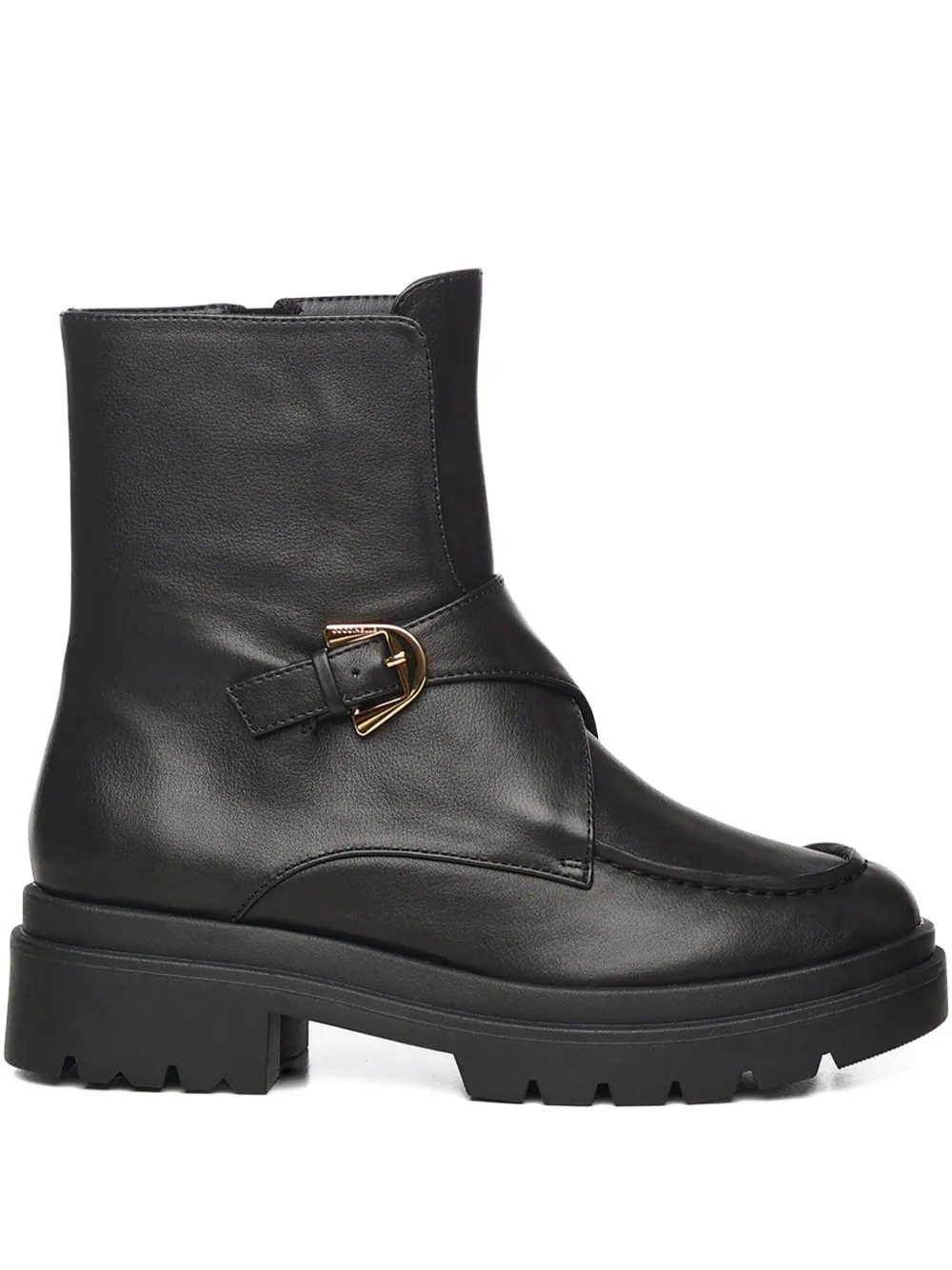 Coccinelle 35mm Buckle-strap Leather Boots In Black