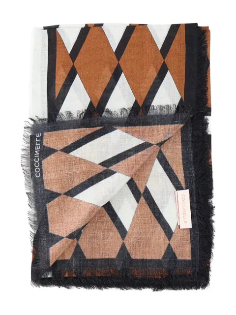 Coccinelle geometric-pattern fringed scarf