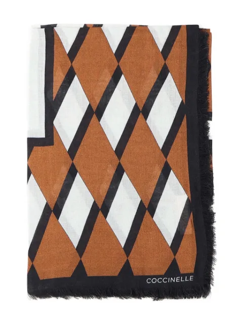 Coccinelle geometric-pattern fringed scarf