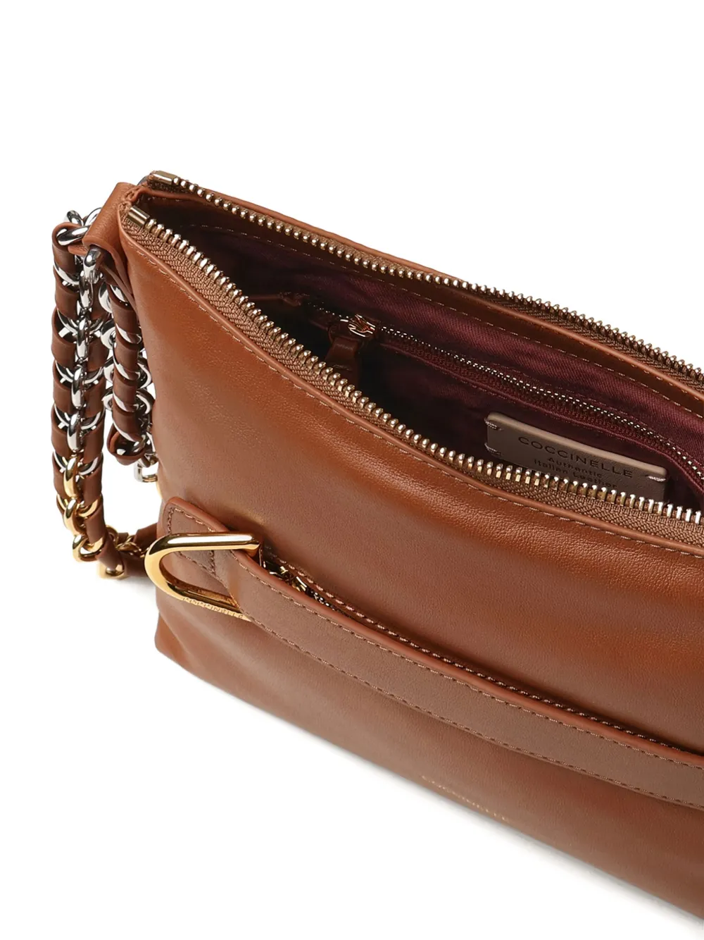 Coccinelle Zip-up Shoulder Bag In Brown