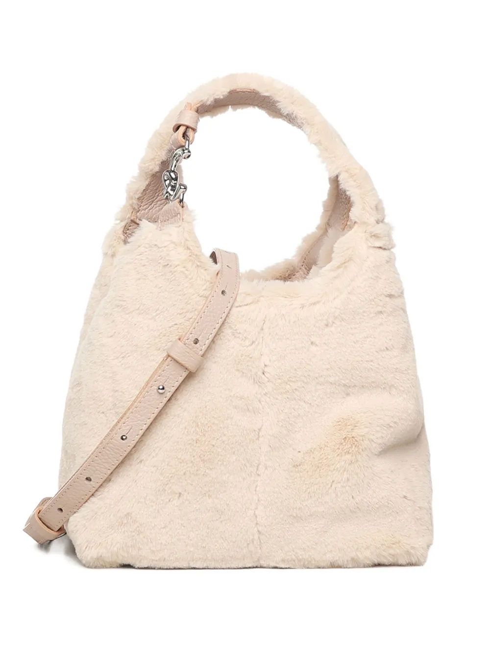 Coccinelle Fur Handle Shoulder Bag In Neutral