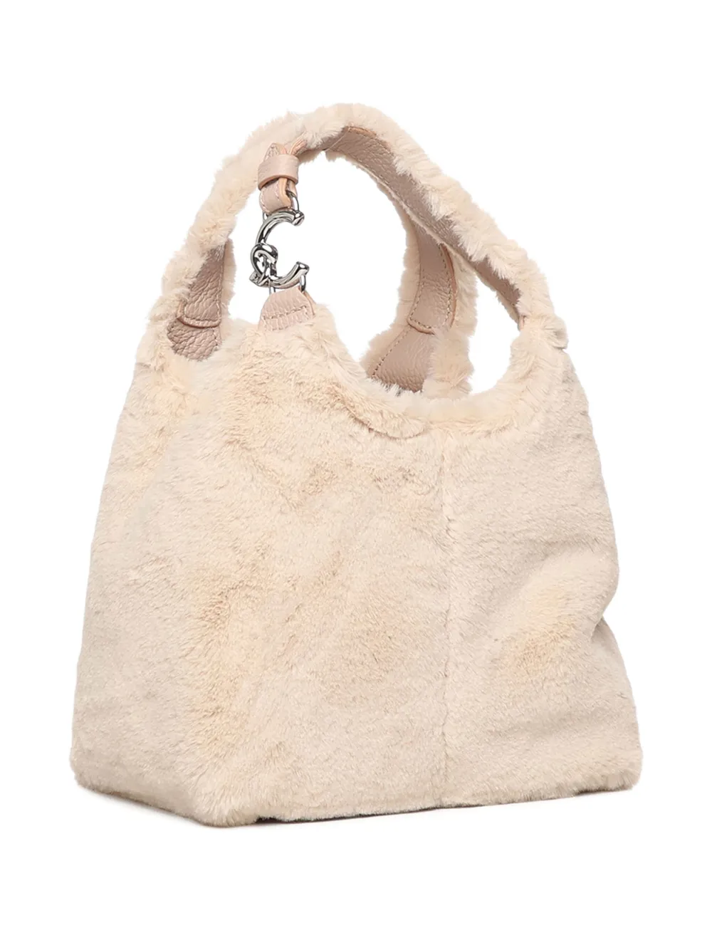 Coccinelle Fur Handle Shoulder Bag In Neutral