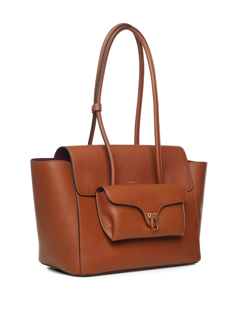 Coccinelle Double Beat leren shopper Bruin