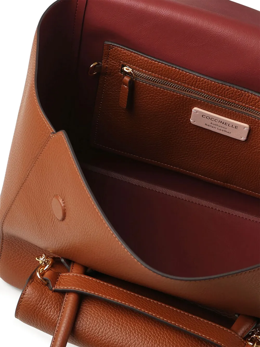 Coccinelle Double Beat leren shopper Bruin