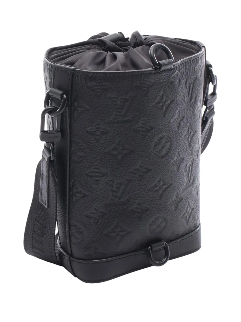 Pre-owned Louis Vuitton 2021-2025 Monogram Shadow Noe Sling Crossbody Bag In Black