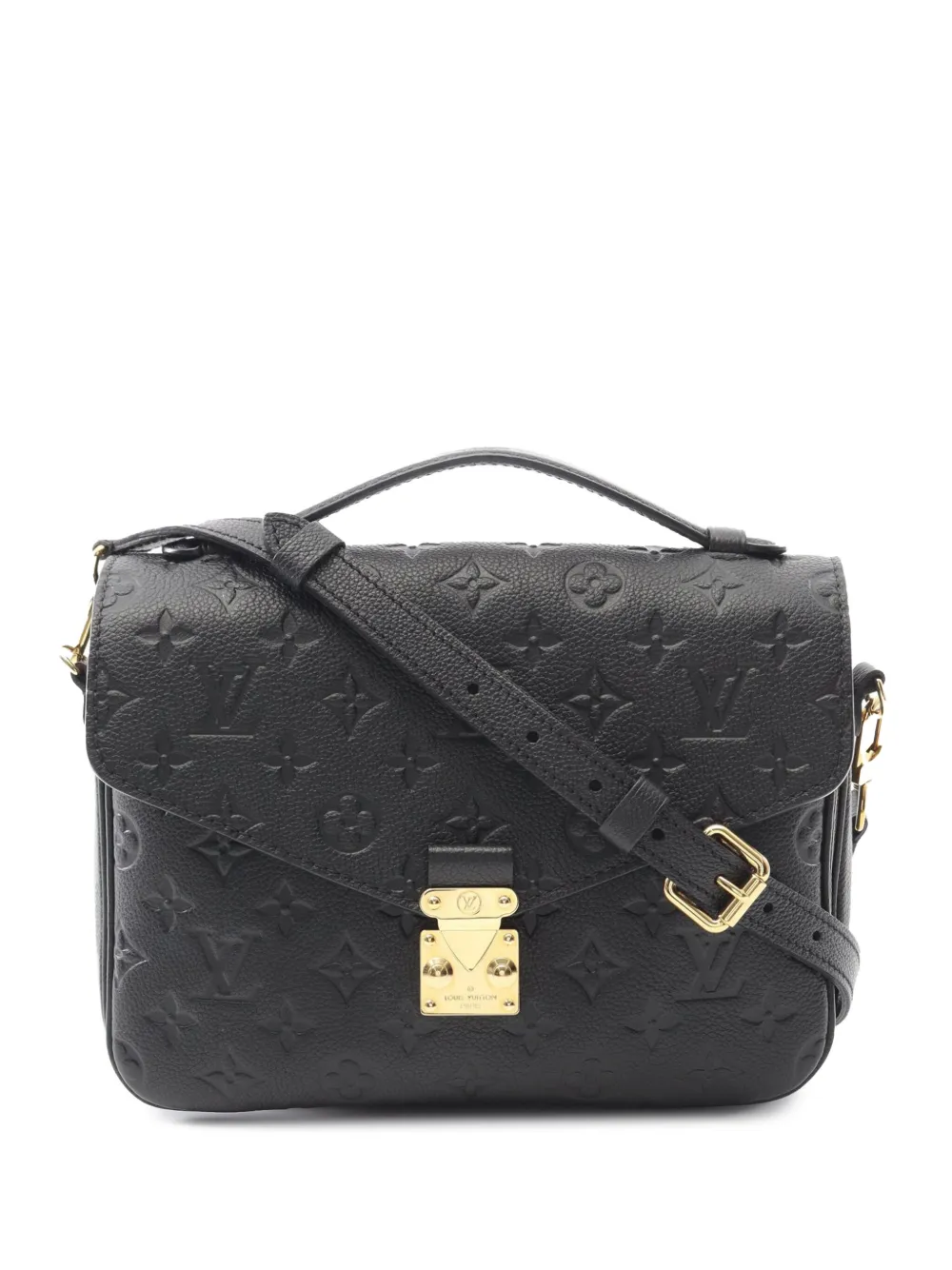 Pre-owned Louis Vuitton 2021-2025 Monogram Empreinte Pochette Metis Satchel In Black