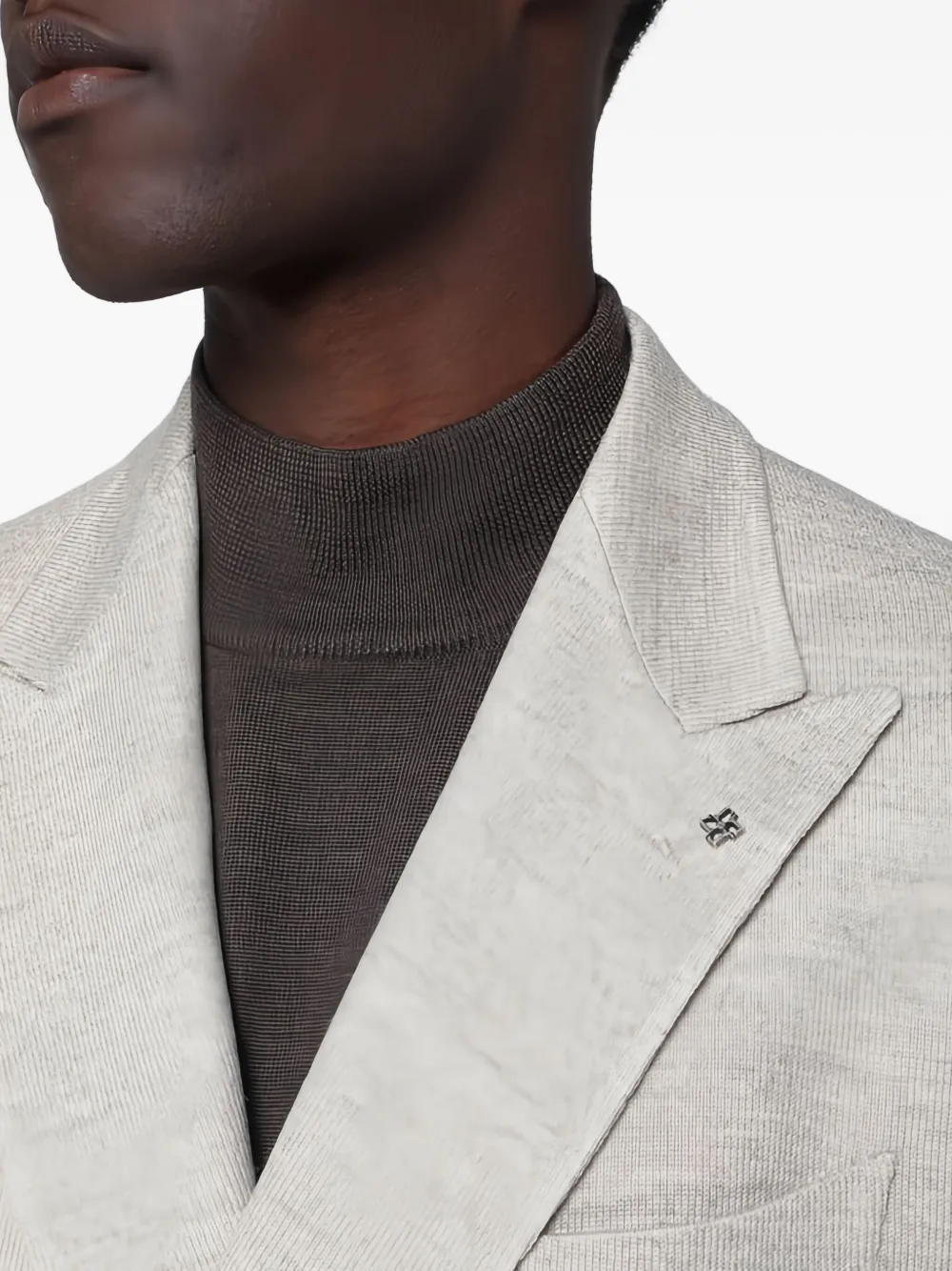 Tagliatore Beige Double-breasted Wool-blend Jacket In Gray