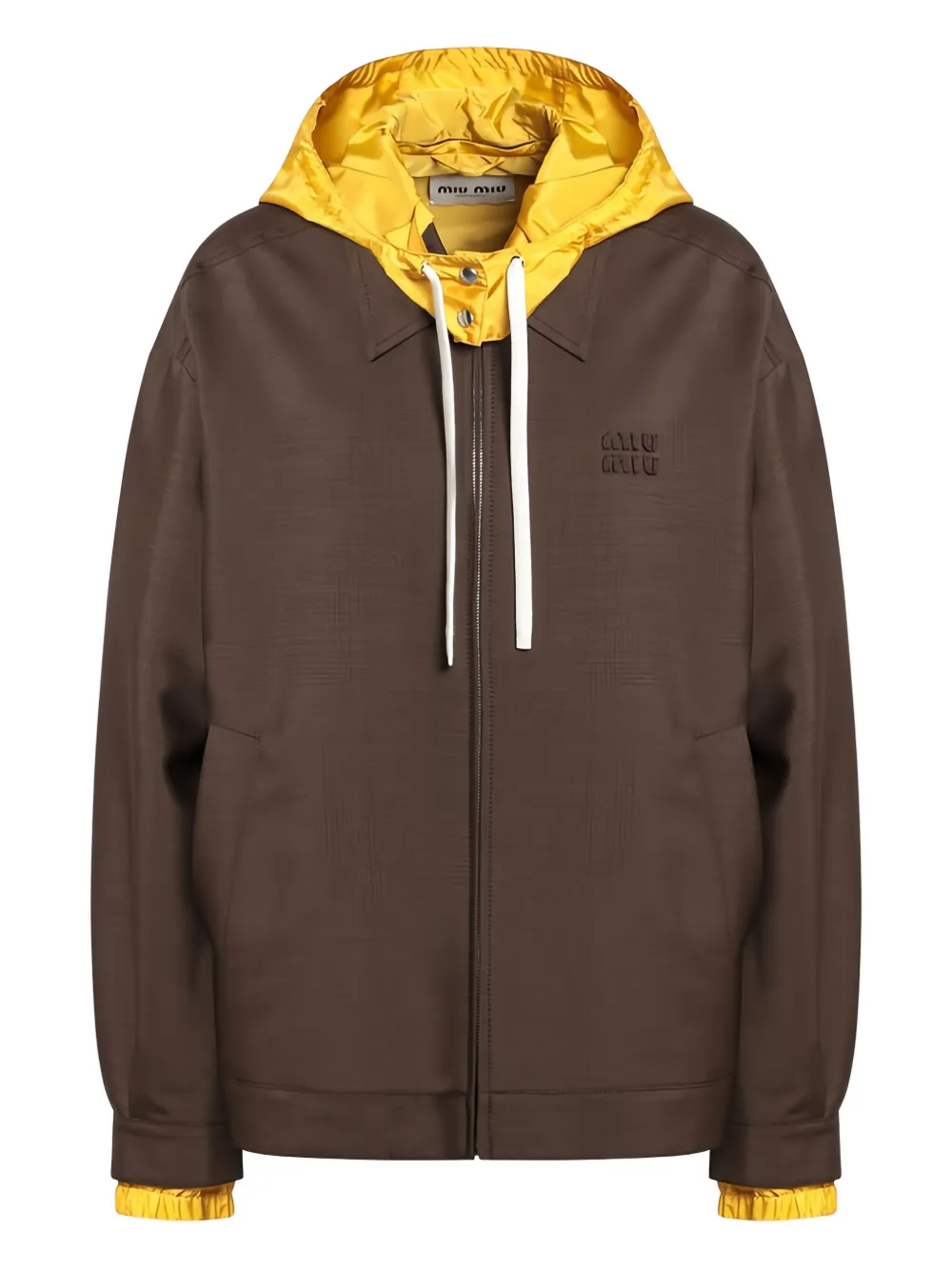 Miu Miu two-tone hooded jacket | Brown | Image 1