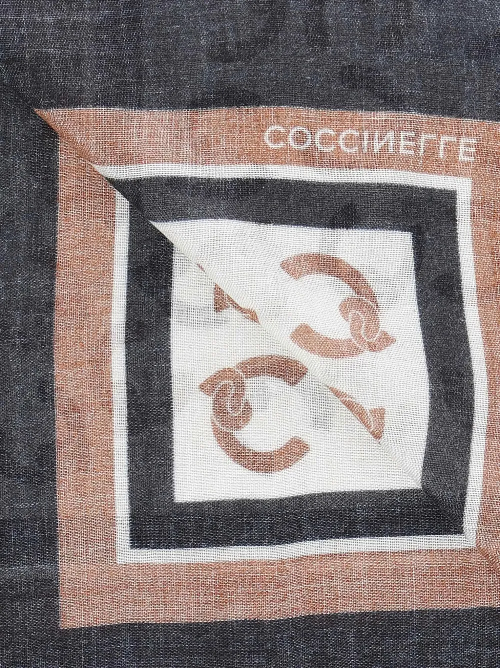 Coccinelle Fringed Logo Scarf In Black