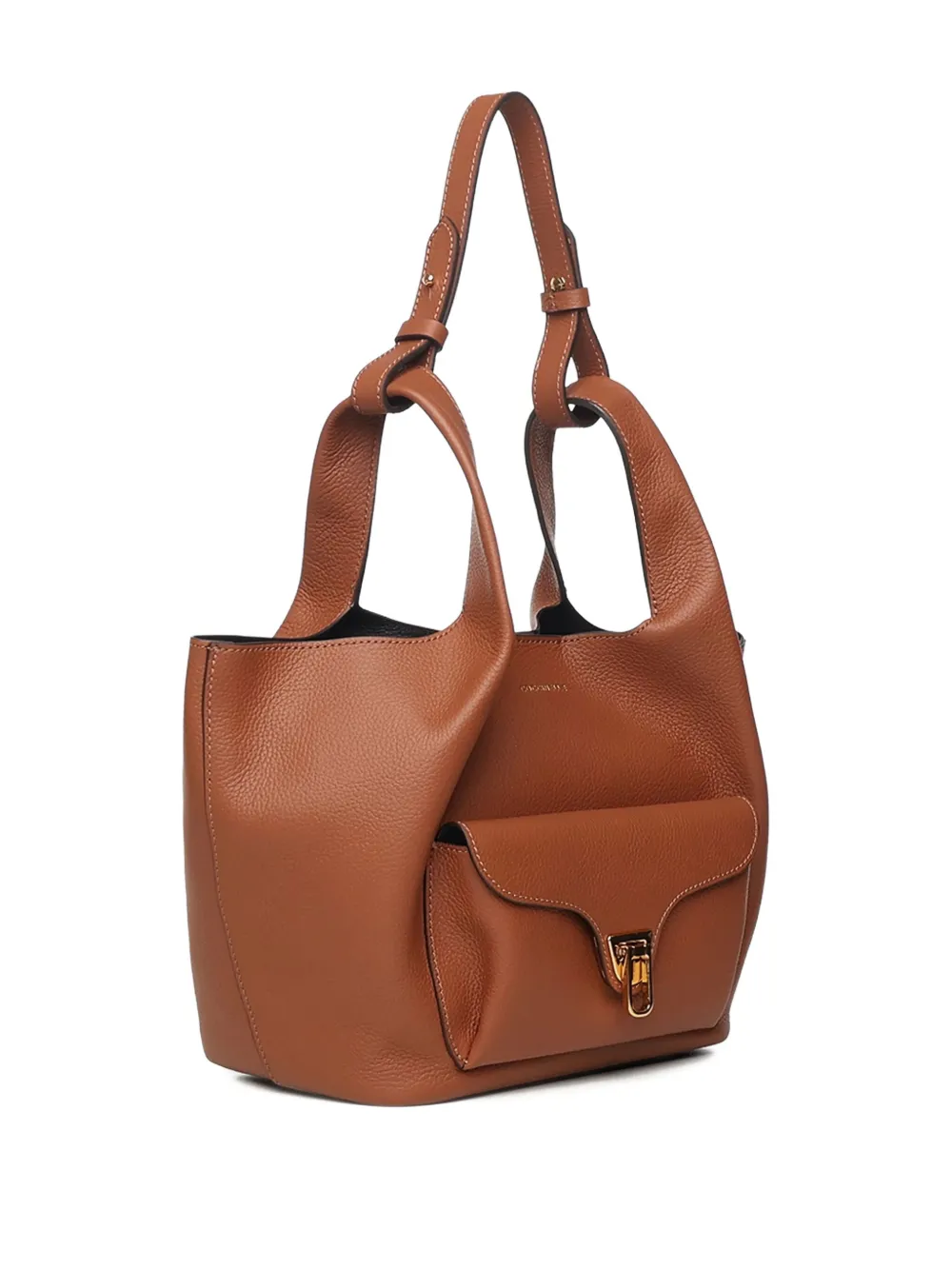 Coccinelle Beat Small Leather Shopping Bag In Neutral