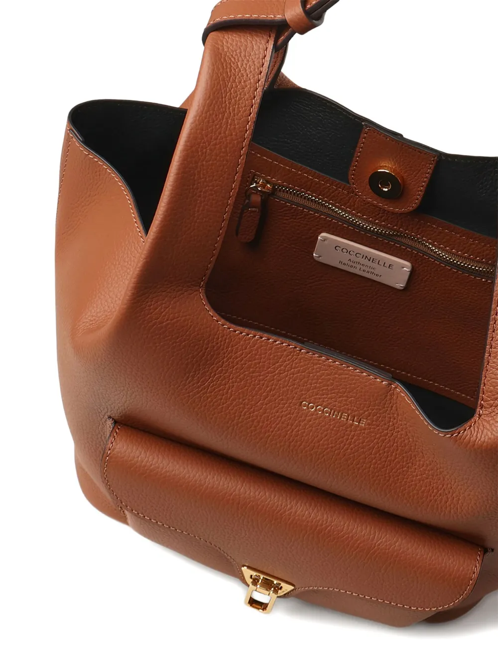 Coccinelle Beat Small Leather Shopping Bag In Neutral