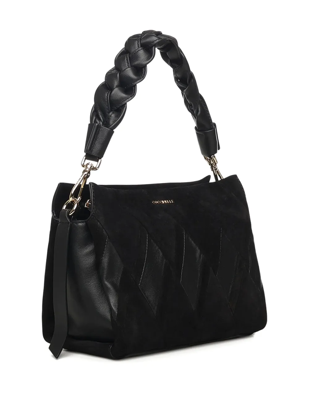 Coccinelle Shopper met gevlochten handgreep en vlakken Zwart