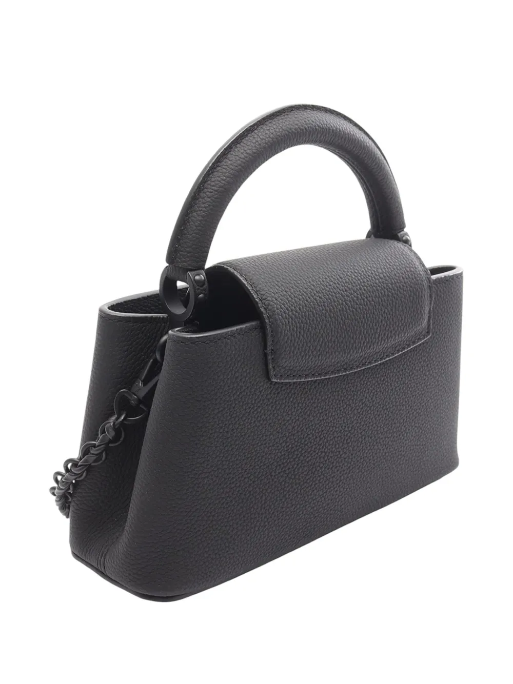 Pre-owned Louis Vuitton 2021-2025 Taurillon Mini Capucines East West Satchel In Black