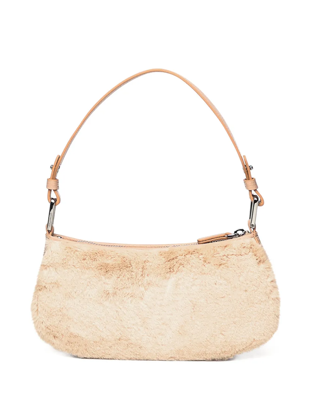 Coccinelle Faux-fur Shoulder Bag In Nude