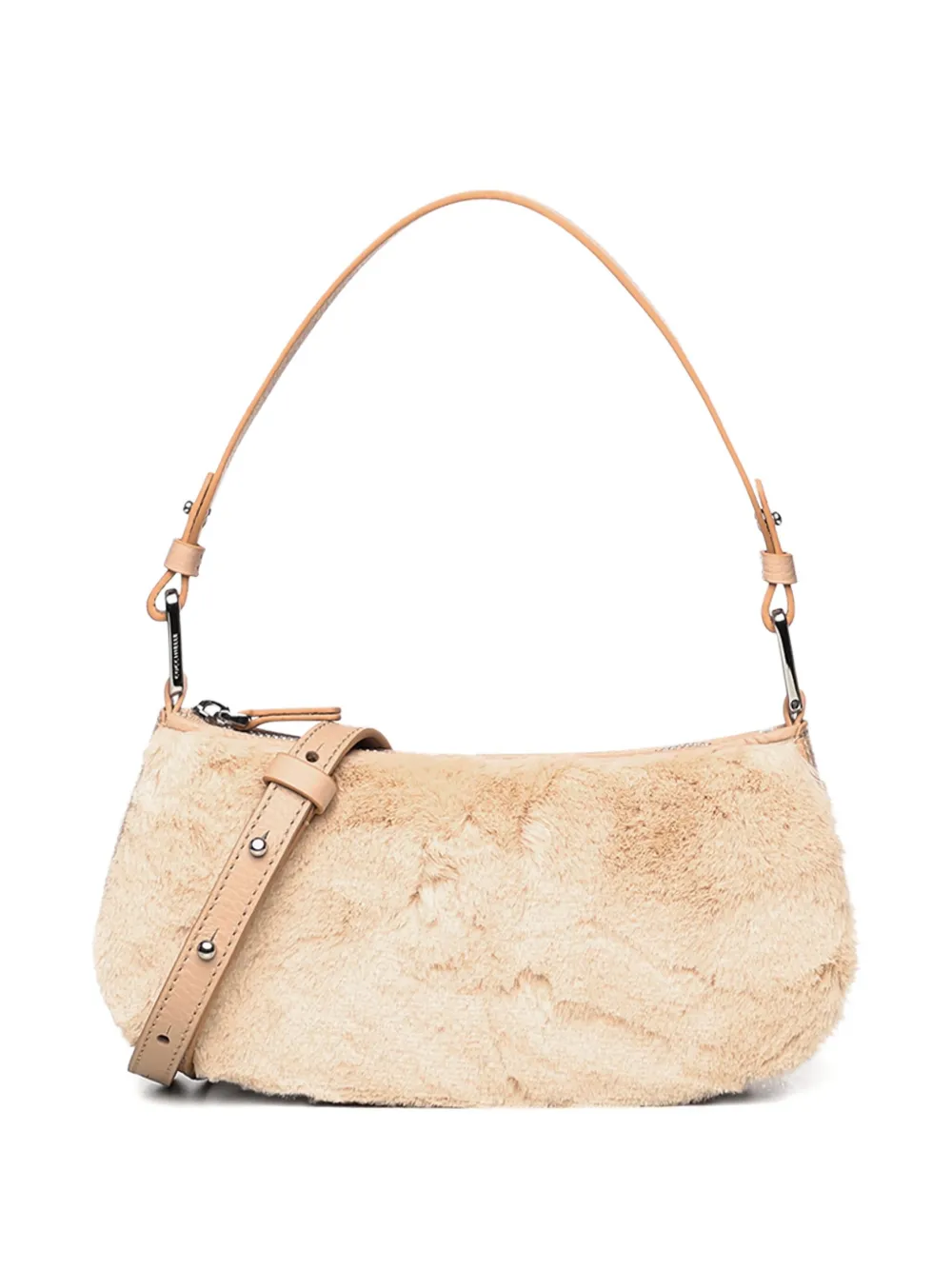 Coccinelle Faux-fur Shoulder Bag In Neutral