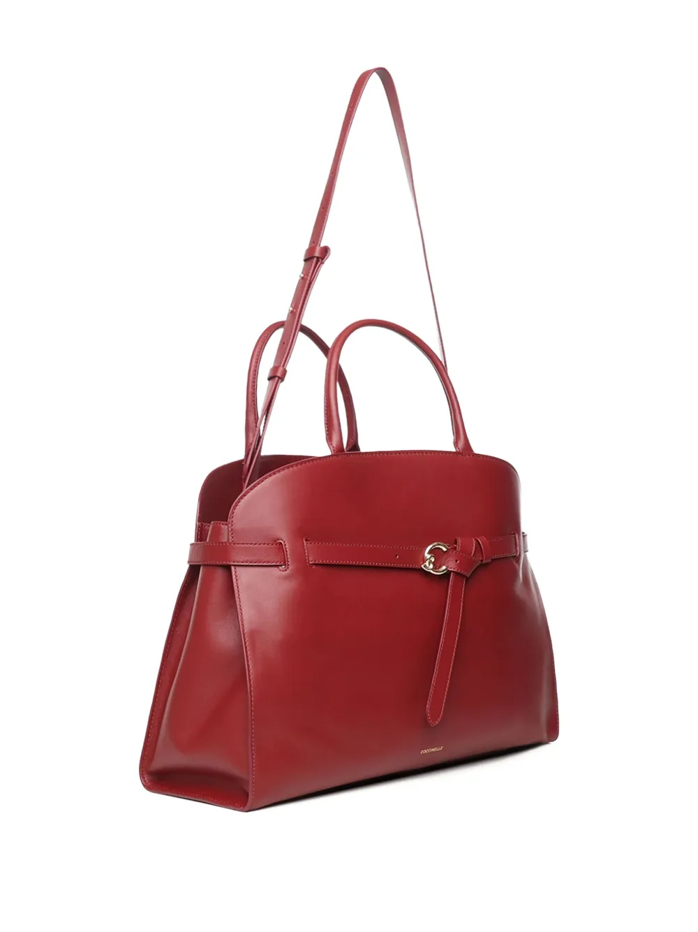 Coccinelle Sabine Smooth Leather Zipped Compartment Tote Bag In Burgundy