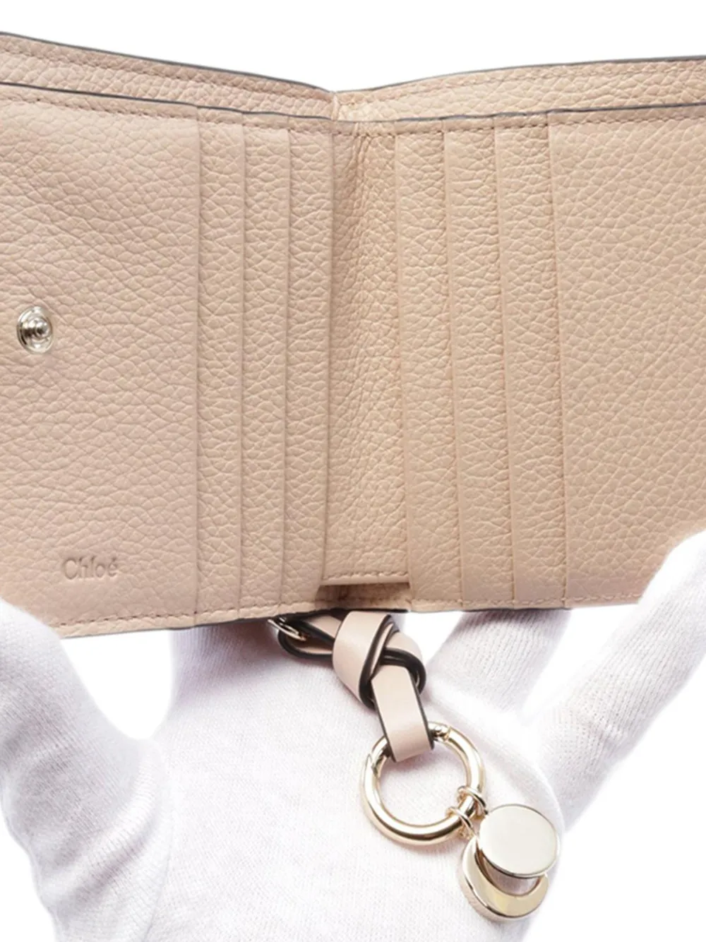 CHLOÉ Pre-owned 2002-2025 Grained Leather Alphabet Bifold Wallet Small Wallets In Pink