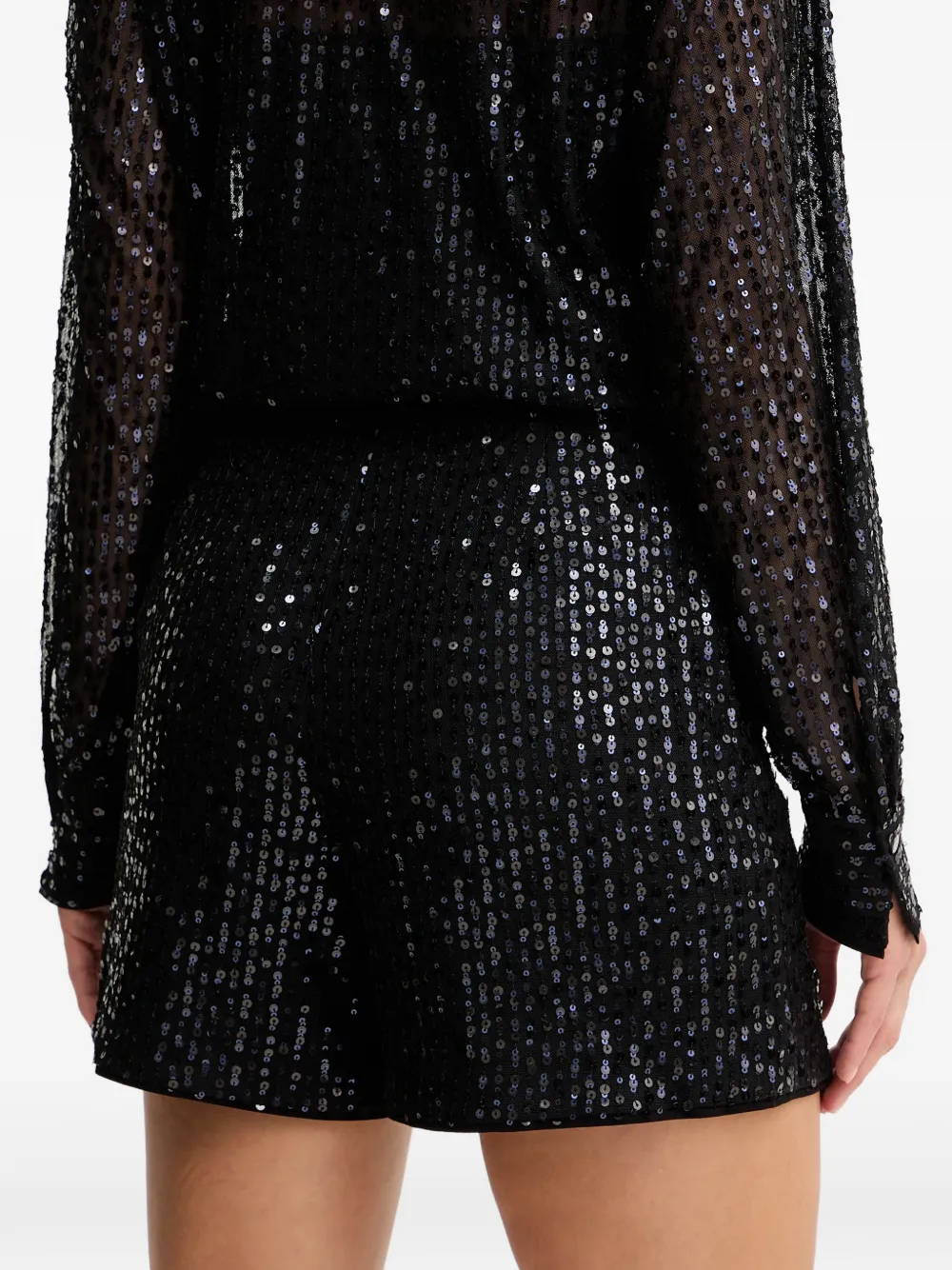 Karl Lagerfeld Sequin Logo Shorts In Black
